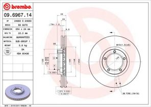 Brembo 09.6967.14 - Brzdový kotúč -