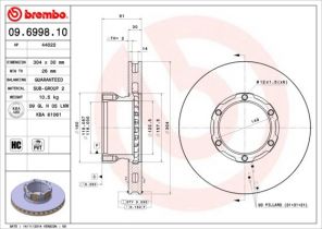 Brembo 09.6998.10 - Brzdový kotúč -