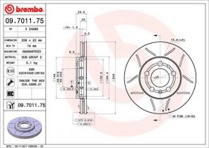 Brembo 09.7011.75 - Brzdový kotúč -