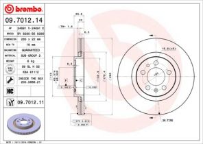 Brembo 09.7012.14 - Brzdový kotúč -