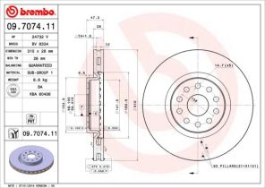 Brembo 09.7074.11 - Brzdový kotúč -