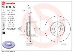 Brembo 09.7292.34 - Brzdový kotúč -