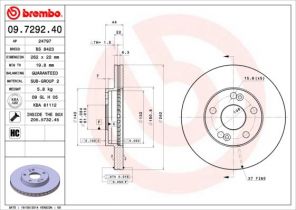 Brembo 09.7292.40 - Brzdový kotúč -