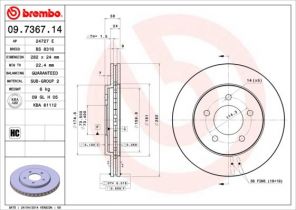 Brembo 09.7367.14 - Brzdový kotúč -
