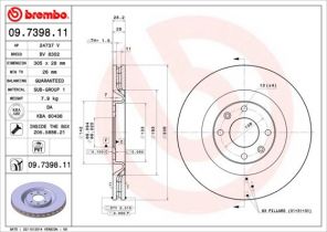 Brembo 09.7398.11 - Brzdový kotúč -