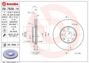 Brembo 09.7628.14 - Brzdový kotúč -