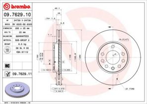 Brembo 09.7629.11 - Brzdový kotúč -