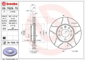 Brembo 09.7629.75 - Brzdový kotúč -