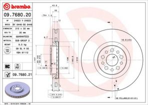 Brembo 09.7680.20 - Brzdový kotúč -