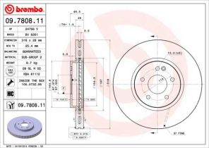 Brembo 09.7808.11 - Brzdový kotúč -