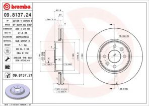 Brembo 09.8137.24 - Brzdový kotúč -