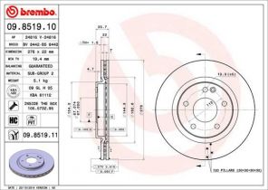 Brembo 09.8519.10 - Brzdový kotúč -
