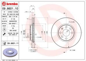 Brembo 09.8601.10 - Brzdový kotúč -