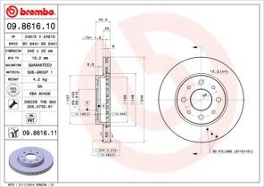 Brembo 09.8616.10 - Brzdový kotúč -