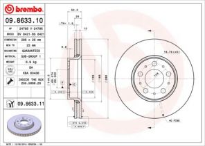 Brembo 09.8633.10 - Brzdový kotúč -