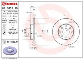 Brembo 09.8635.10 - Brzdový kotúč -