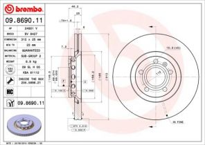 Brembo 09.8690.11 - Brzdový kotúč -