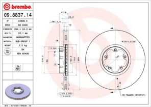 Brembo 09.8837.14 - Brzdový kotúč -