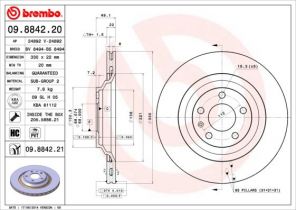 Brembo 09.8842.20 - Brzdový kotúč -