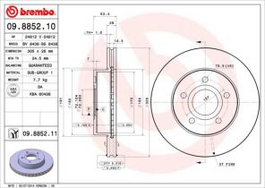 Brembo 09.8852.10 - Brzdový kotúč -