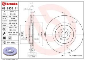 Brembo 09.8933.11 - Brzdový kotúč -