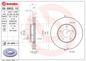 Brembo 09.8953.10 - Brzdový kotúč -