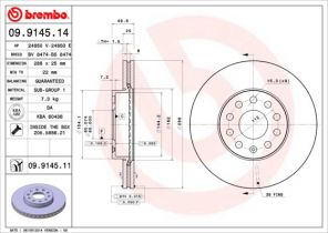 Brembo 09.9145.14 - Brzdový kotúč -
