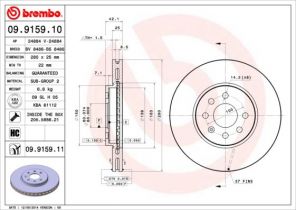 Brembo 09.9159.10 - Brzdový kotúč -