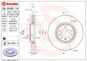 Brembo 09.9162.14 - Brzdový kotúč -