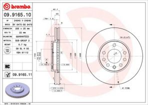 Brembo 09.9165.11 - Brzdový kotúč -