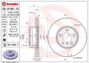 Brembo 09.9166.10 - Brzdový kotúč -