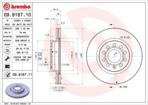 Brembo 09.9167.10 - Brzdový kotúč -