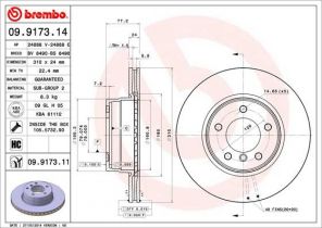 Brembo 09.9173.14 - Brzdový kotúč -