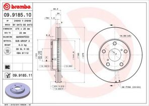 Brembo 09.9185.10 - Brzdový kotúč -