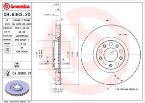 Brembo 09.9363.21 - Brzdový kotúč -