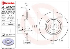 Brembo 09.9369.11 - Brzdový kotúč -