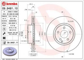 Brembo 09.9481.10 - Brzdový kotúč -