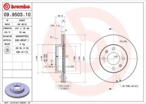 Brembo 09.9503.10 - Brzdový kotúč -
