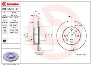 Brembo 09.9537.20 - Brzdový kotúč -