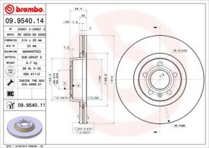 Brembo 09.9540.14 - Brzdový kotúč -