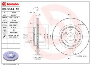 Brembo 09.9544.10 - Brzdový kotúč -