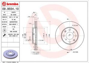 Brembo 09.9554.10 - Brzdový kotúč -
