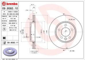 Brembo 09.9582.10 - Brzdový kotúč -