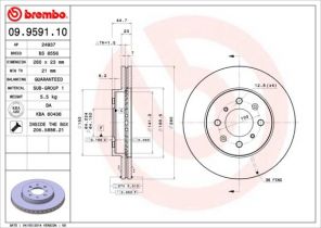 Brembo 09.9591.10 - Brzdový kotúč -