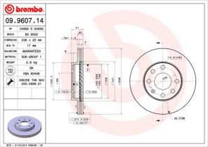 Brembo 09.9607.14 - Brzdový kotúč -