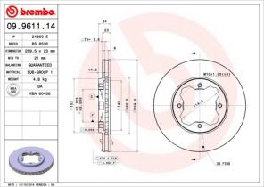 Brembo 09.9611.14 - Brzdový kotúč -