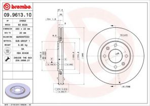 Brembo 09.9613.10 - Brzdový kotúč -