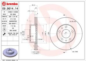 Brembo 09.9614.14 - Brzdový kotúč -
