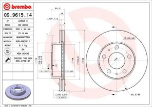 Brembo 09.9615.14 - Brzdový kotúč -