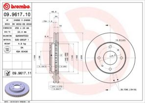 Brembo 09.9617.11 - Brzdový kotúč -